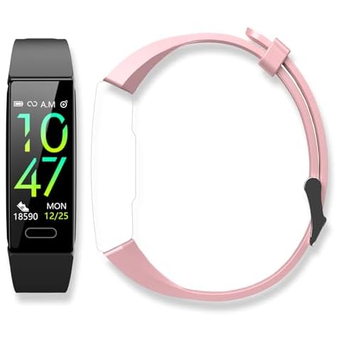 ZURURU One Pink Replacement Strap Bundle with One Y39 Space Black Fitness Tracker Cover