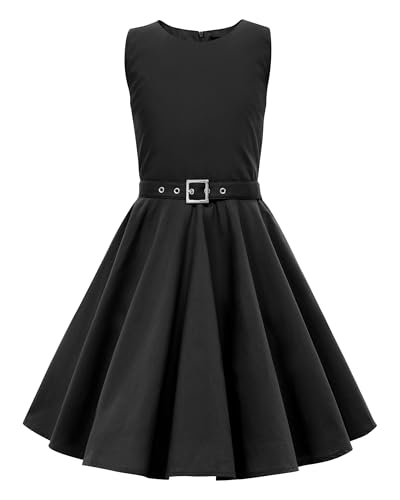 BlackButterfly Kinder'Audrey' Vintage Clarity Kleid im 50er-Jahre-Stil (Schwarz, 9-10 Jahre)
