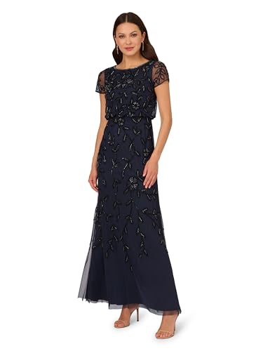 Adrianna Papell Women's Blouson Beaded Long Dress