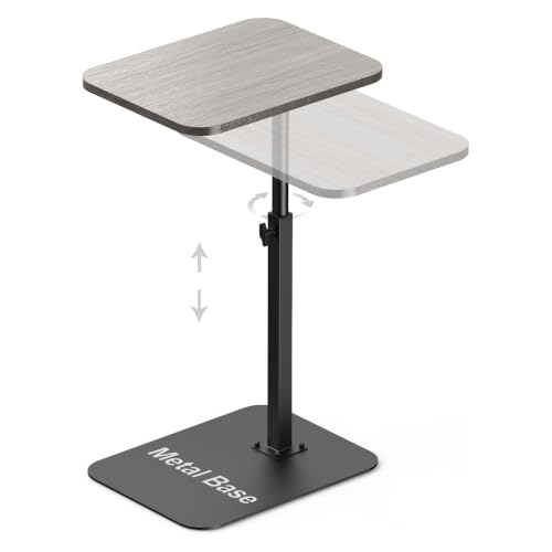 Image of Side Table Sofa Tray for Couch Heavy Metal Base Swivel /Adjustable Height