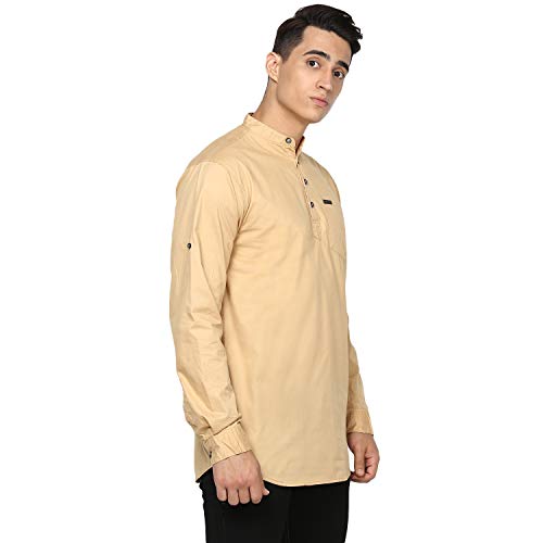 Image of Urbano Fashion Men's Cotton Full Sleeve Casual Shirt with Mandarin Collar Slim Fit