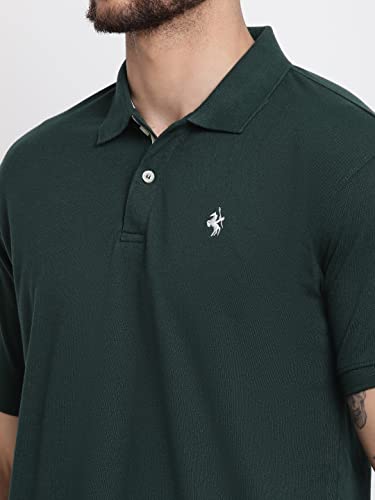 Image of Cantabil Men's Cotton Blend Solid Polo Neck T-Shirt (Regular Fit)