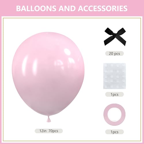 Image of Pastel Pink Balloons 12 inch,70pcs Light Pink Latex Party Balloons for Boys Girls Birthday Party Bridal Baby Shower Gender Reveal Birthday Party Decorations