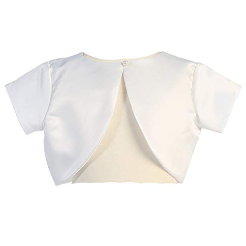 Lito Little Girls White Satin Special Occasion Bolero Shrug