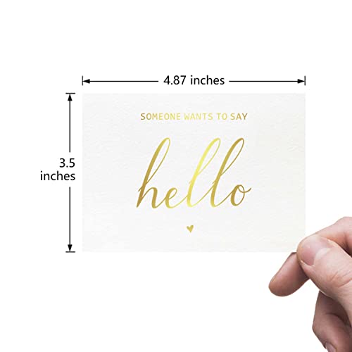 Image of MAGJUCHE Someone Wants To Say Hello Pregnancy Announcement Card, Gold Foil Scan Photo Card