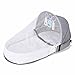 Baby Travel Bed - Przenośne Łóżko Składane Łóżko Baby Travel Ochrona Przed Słońcem Moskitiera Netto Oddychająca Miękki Niemowlę Składany Kosz Ze Zabawkami (Color : Gray)