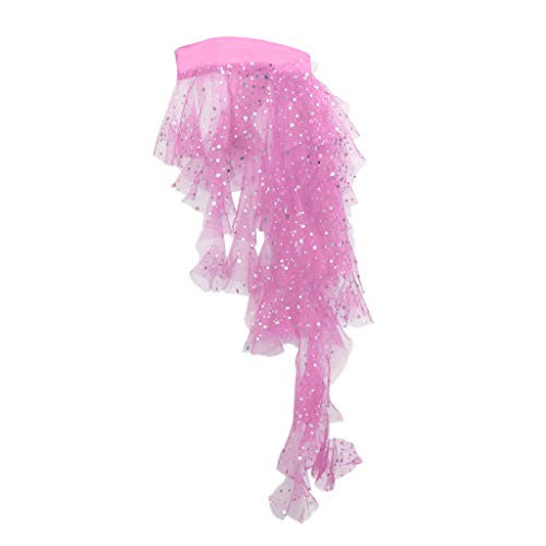 DYNWAVE Chiffon Lantejoulas Dança Do Ventre Hip Cachecol Saia Líquida Pólo Trajes de Dança Roxo - Ro