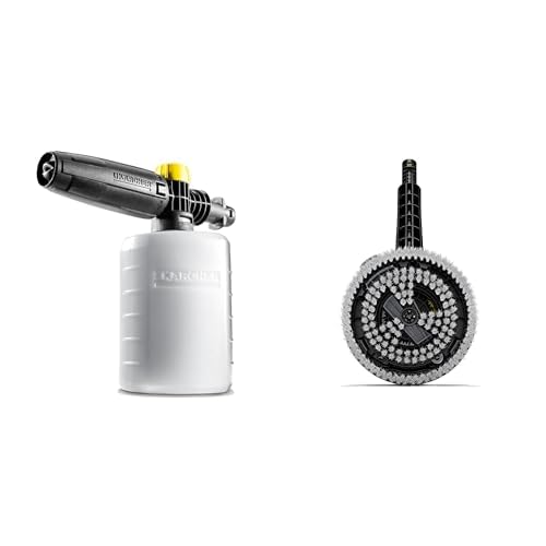 Kärcher Brosse de Lavage Rotative WB 130, avec Embout Universel, Brosse Interchangeable & Canon à Mousse 0,6L Accessoire pour nettoyeurs Haute Pression