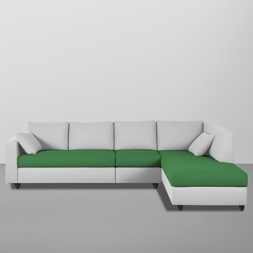 Image of Florian RHS 6 Seater L Shape Sofa Set for Living Room (Green Grey Fabric) Premium Fabric Sofa