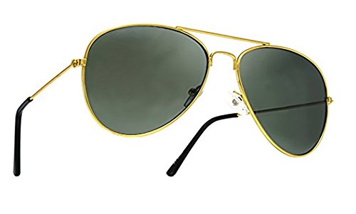 4sold Lunettes de soleil style aviateur années 70 Verres effet miroir Protection UV 400 Unisexe Étui inclus Taille unique, Homme Femme, aviator gold brown, taille unique Cover