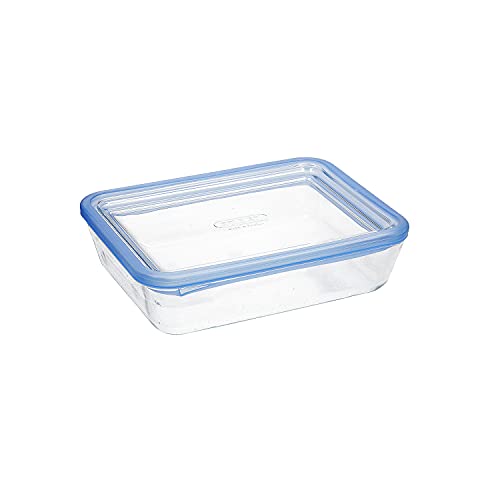 Pyrex Pure Glass, Recipiente Rectangular Hermético con Tapa 22X17X8Cm, 1,5L, Transparente, 5424005