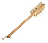 Attmu Body Bath Brush - Natural Bristle Dry Skin Brushing with Long Handle - Exfoliating Skin and Cellulite, Improving Lymphatic Functions, Stimulating Blood Circulation