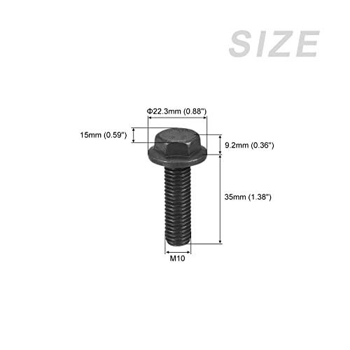 METALLIXITY Flanged Hex Head Bolts (M10x35mm) 3pcs, Hexagon Bolt Fully Thread Screw - for House Construction Hardware Fasteners - Image 2