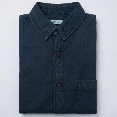 Image of Amazon Brand - INKAST Men Washed Cotton Twill Denim Casual Button Down Shirt | Full Sleeves | Regular Fit | Stylish Summer - Everyday Wear