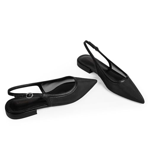 Image of Modatope Slingback Flats for Women Pointed Toe Ballet Flats Classic Low Heel Sandals Dress Shoes