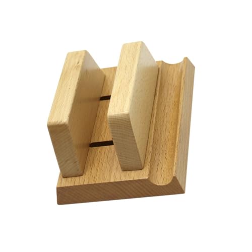 Support PC vertical en hêtre et noyer pour bureau