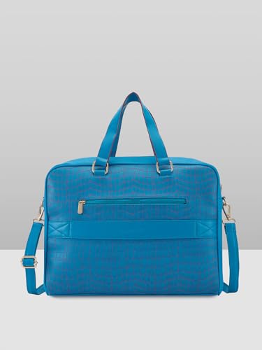 Image of Caprese Mist Laptop Bag, Large | Stylish Office Handbag for Women with 15.6 Inch Laptop Compartment with Adjustable & Detachable Sling Strap | Secure Zip Closure | Ideal for Office & Travel (Blue)