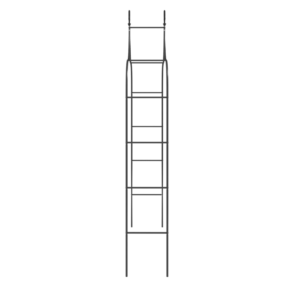Archi da giardino, 2 pezzi, in acciaio verniciato a polvere, nero, 120 x 38 x 260 cm, punte decorative per decorazione romantica da giardino, arco per rose in metallo stabile per piante rampicanti