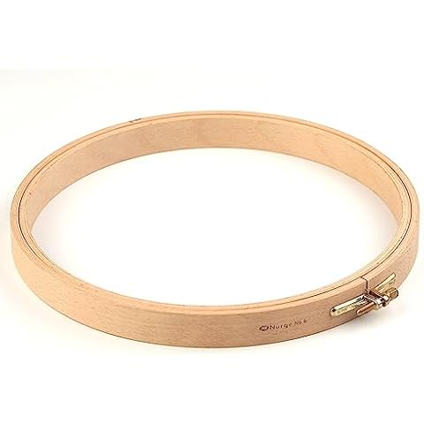 Nurge Premium Quality 24 mm Wood Embroidery Hoop, Cross Stitch Hoop with Gold Plated Adjustable Brass Screw (No:6) Cover