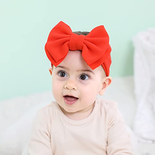 Cinaci 12 Pack Stretchy Elastic Wide Nylon Headbands With Solid Knot Big Hair Bow Headwraps Large Oversized Hair Bows Accessories For Baby Girls Infants Toddlers Kids #TOP4