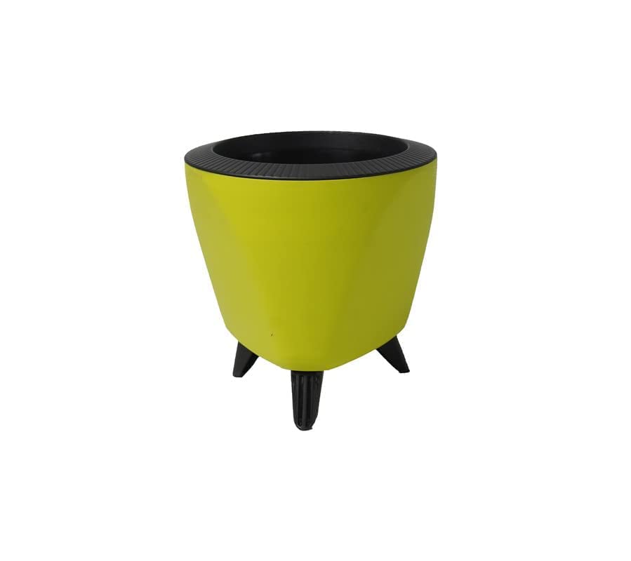 Image of Garden Art (Pack of 5 Indoor Outdoor Self Watering Planter Home Living Room Office Tabletop Decorative Plastic Flower Pot 5.1 Inch (Yellow, 5) PPLAY