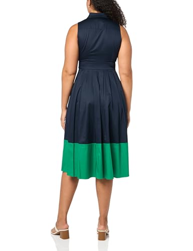 Image of Tommy Hilfiger Women's Sleeveless Collared Front Button A-line Midi Dress