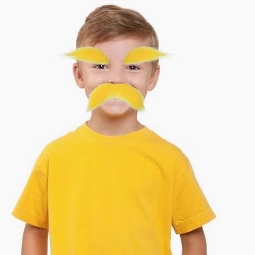 Self Adhesive Fake Mustache and Eyebrows Party Realistic False Facial Hair Costume Accessories for Adults Novelty Halloween