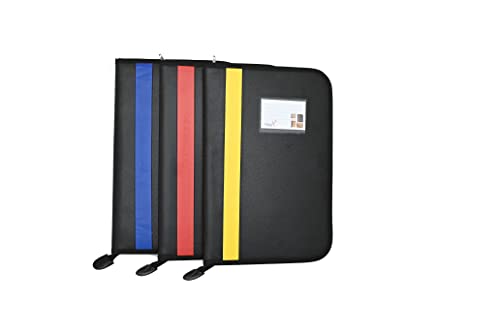 Image of FutureX PU Leather 20-Leaf File Folder, Plain Strip Interview Portfolio Professional Files Zipped Folders, Document Holder Organizer Leaf Certificate File Holder (Pack of 1, Multicolor, FS Size)