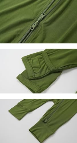 Teach Leanbh Baby Boys Girls 2 Pack Bamboo Viscose Pajamas with Mitten Cuffs 2 Way Zipper Long Sleeve Romper Sleep and Play3