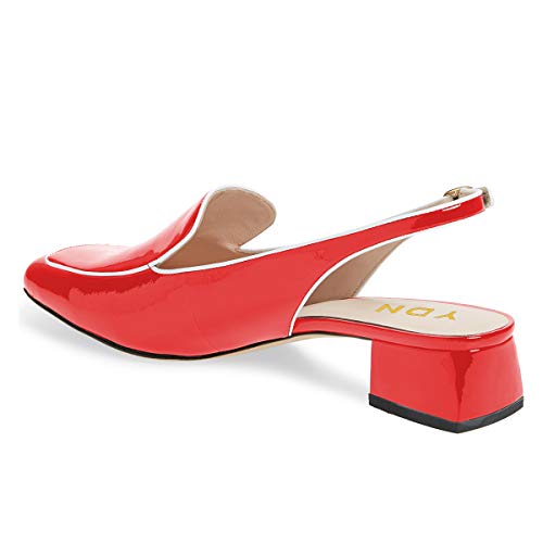 Image of YDN Women Closed Square Toe Block Low Heels Slingback Formal Loafer Dressy Shoes Office Lady Pump Size 4-15 US
