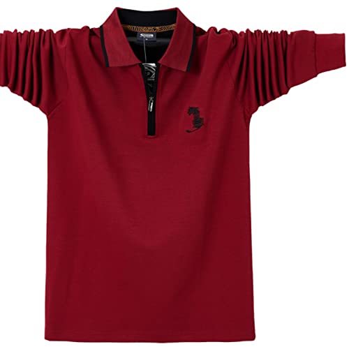 WINDEHAO Polo de manga larga para hombre de talla grande 6XL, camiseta de bordado de algodón casual de negocios, sudadera de solapa con cremallera de otoño Cover