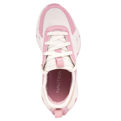 Nautica Kids Girls' Runners Sneakers - Breathable Casual Tennis Shoes with Cushioned Wavy Sole for Big Kids and Little Kids-Maybella S-Bone Tan Pink-4 - image 4