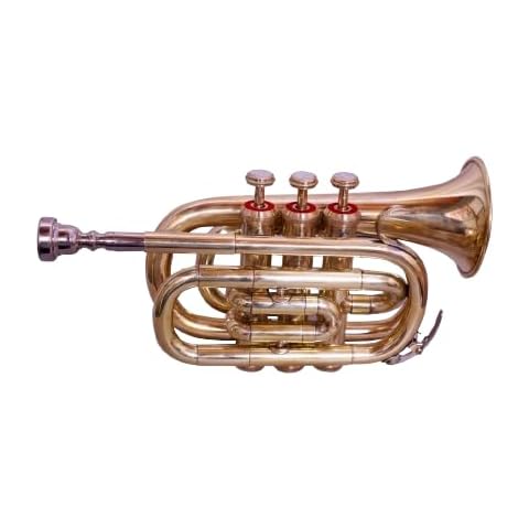 Queen Brass Pocket Trumpet with Case and Mouthpiece Cover