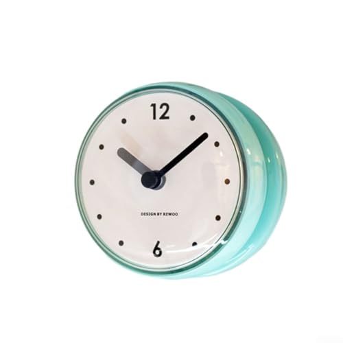 Reloj de pared silencioso con movimiento de cuarzo, soporte de ventosa, diseño impermeable antivaho para cocina, baño y espejo de cristal, decorativo sin tictac (verde)