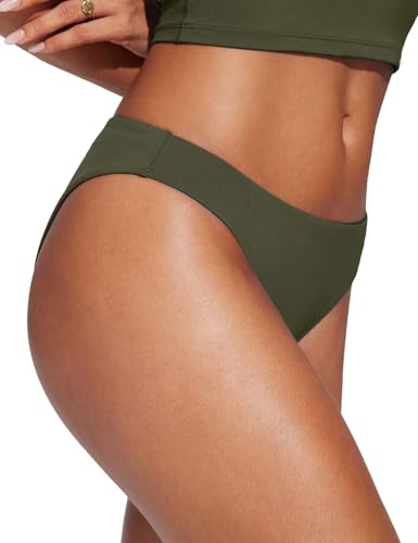 Image of CRZ YOGA Low Waisted Bikini Bottoms | Mid Cut Leg, Medium Bum Coverage, Full Lining, Swim, Bathing Suit Briefs for Women