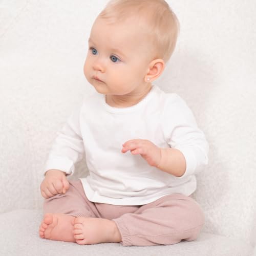 925 Sterling Silver Simulated Pearl Baby Earrings in 3mm-5mm for Toddlers & Young Girls - Hypoallergenic Safety Screw Back Earrings with White Simulated Pearls for Kids2