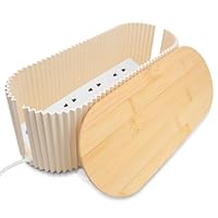 Kabelbox, Kabel Organizer Box mit Holzdeckel, Staubdicht Kabelmanagementbox Kabel Verstecken Box Aufbewahrungsbox für Steckdosenleiste (34.5×14.5×12.5cm)