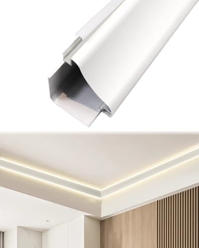 Rivestimento per soffitto con canale diffusoreStampaggio a corona in alluminio per illuminazione indiretta 2,8 m binario a soffitto perfetto per la decorazione della camera da letto.