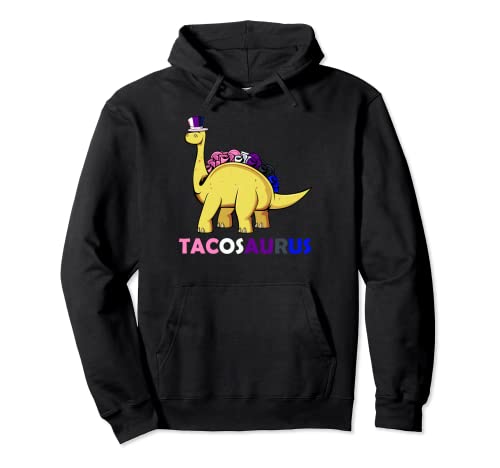 Tacosaurus LGBT-Q Dinosaur Pun Genderfluid Pride Flag Color Pullover Hoodie