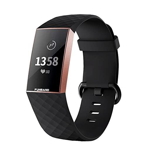 FunBand for Fitbit Charge 3/Charge 4 Strap Bands,Classic Edition Soft Silicone Sport Adjustable Replacement Accessory Bracelet Straps for Fitbit Charge 3/Charge 4 Fitness Activity Wristband