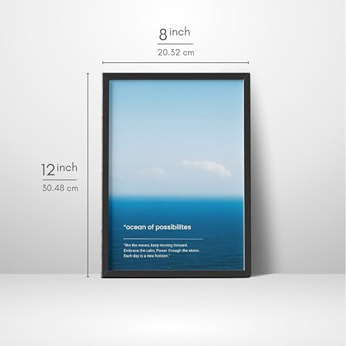 Image of Wall Framed Posters | 8x12 inch size | Motivational Quotes Posters |Ocean of Possibilities Motivational Wall Frame | Inspirational Quote Poster | Home & Office Wall Decor