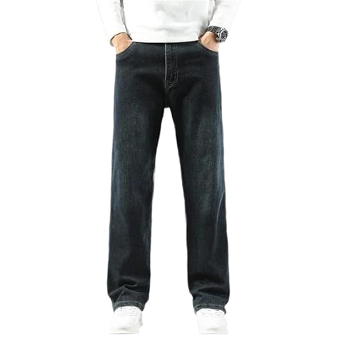 Men's Spring Fall Jeans – Loose Comfortable Straight Wide-Leg Denim Pants, Business Casual Trousers