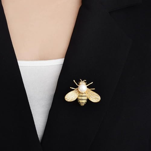 Image of Vintage Crystal Honey Bee Brooches for Women,Sparkly Rhinestone Insect Bee Brooches Charm Faux Pearl Yellow Sun Flower Honeybee Lapel Pins Dress Suit Shirt Prom Party Jewelry