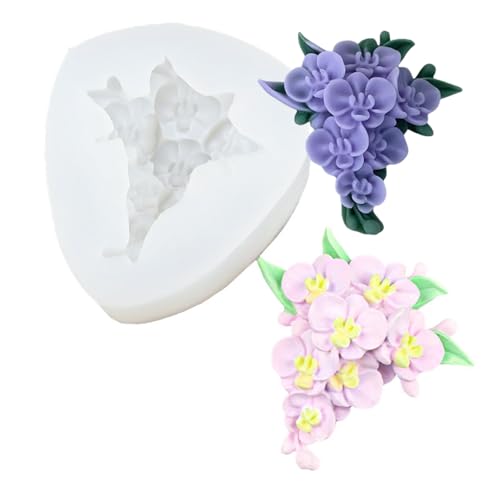 3D Flower Bouquet Candle Soap Silicone Molds Fondant Chocolate Candy Cake Decorating Mould Resin Clay Baking Pastry Tools (Moth Orchid)