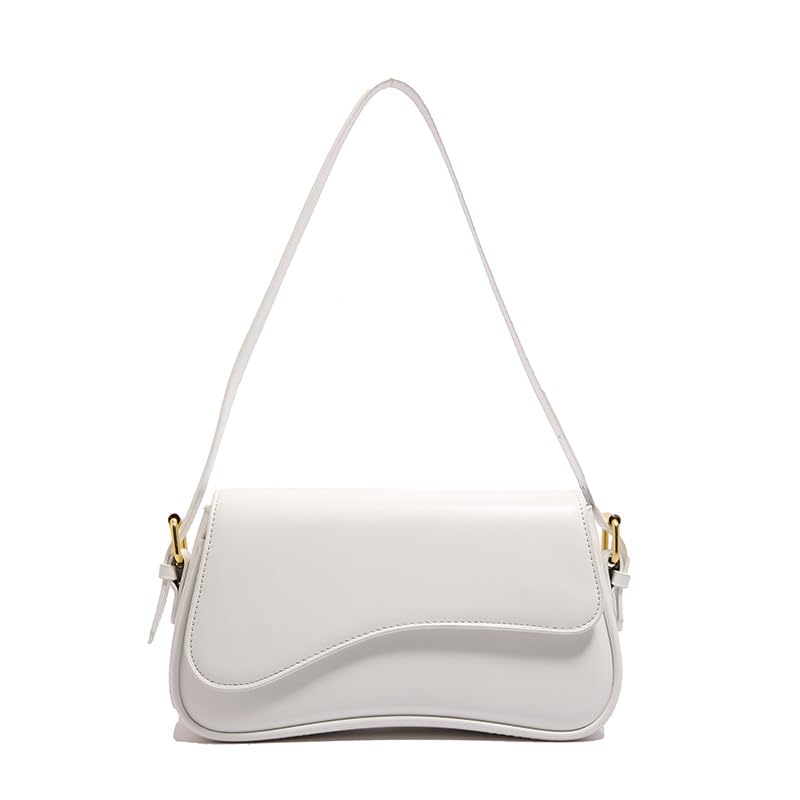 Bolsa feminina moderna, bolsa de couro vegetariano, bolsa, bolsa de ombro com fivela magnética, Branco