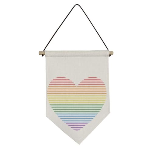 Drapeau en toile cœur arc-en-ciel pour embellir votre salon ou chambre