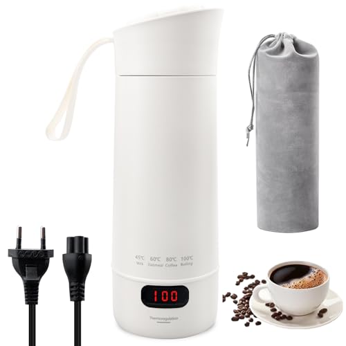 Bouilloire de Voyage Petite, Bouilloire de Voyage Mini, Bouilloire de Voiture, 400ml Mini Portable Électrique Tasse à Eau, Mini Bouilloire de Camping pour le...