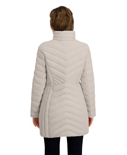 Image of Nautica Women's Stretch Puffer Jacket- Wind & Water-resistant Winter Coat Faux Fur Lined Hood