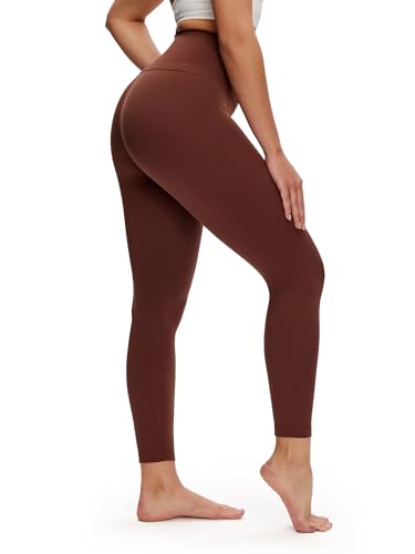 NANJI High Waisted Leggings for Women - Tummy Control Buttery Soft Yoga Pants Squat Proof Stretch Workout Casual Leggings (L Deep Coffee)