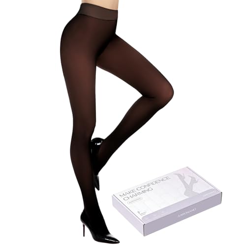 Image of Fleece Lined Tights Fake Translucent Pantyhose for Women Thermal Warm Leggings